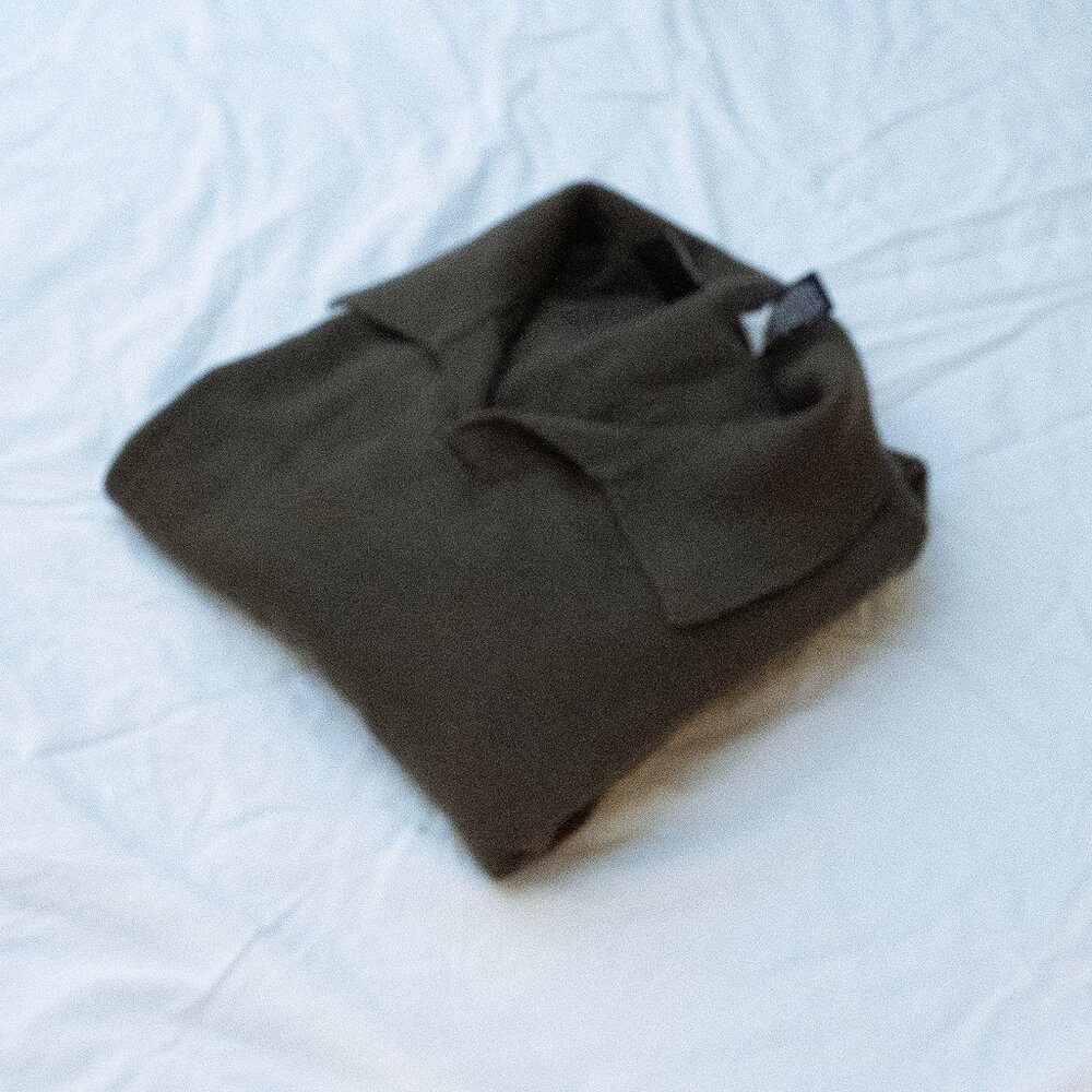 Vintage, olive green, 100% cotton, Men's sweater polo shirt